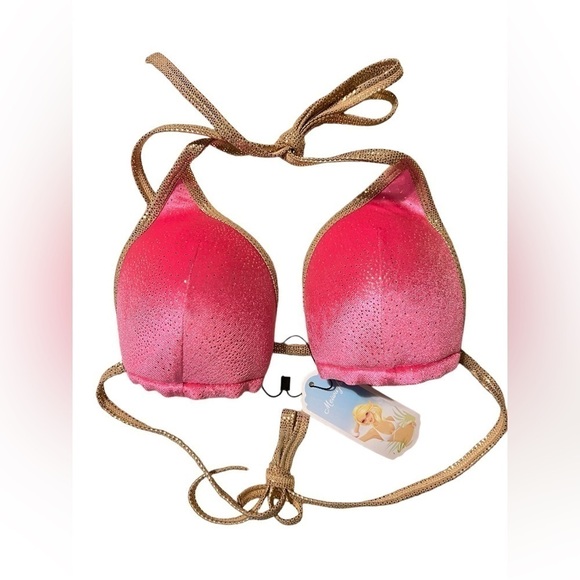 Velvet pink and gold bikini top XL - Picture 1 of 8